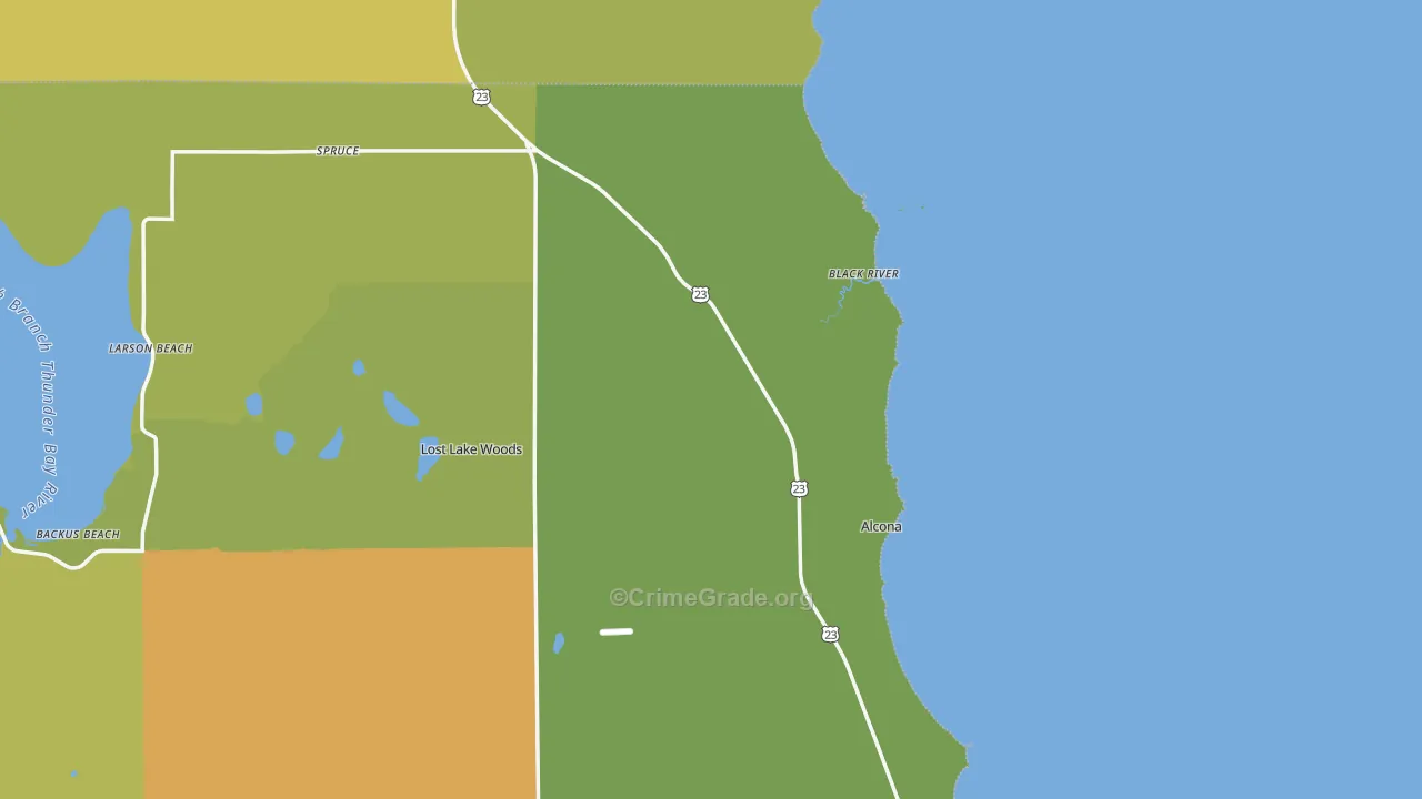 Black River, MI Map of Drug-Related Crime Rates