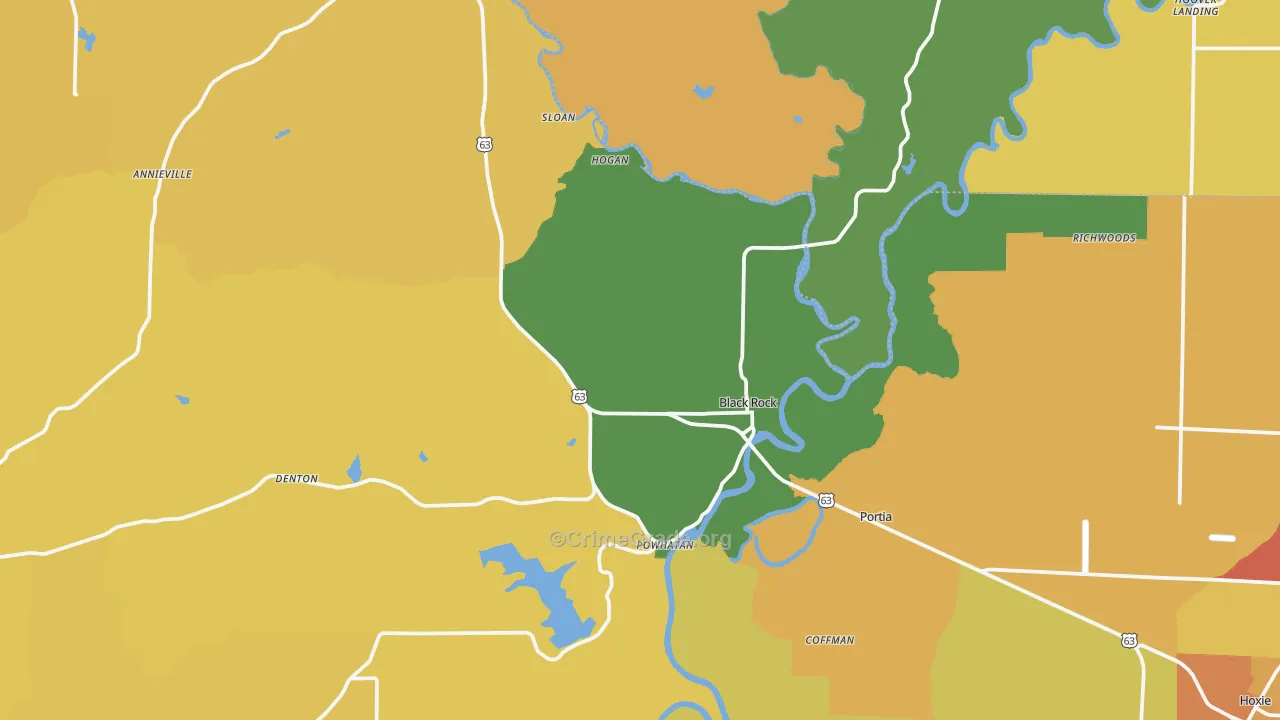 Black Rock, AR Map of Drug-Related Crime Rates
