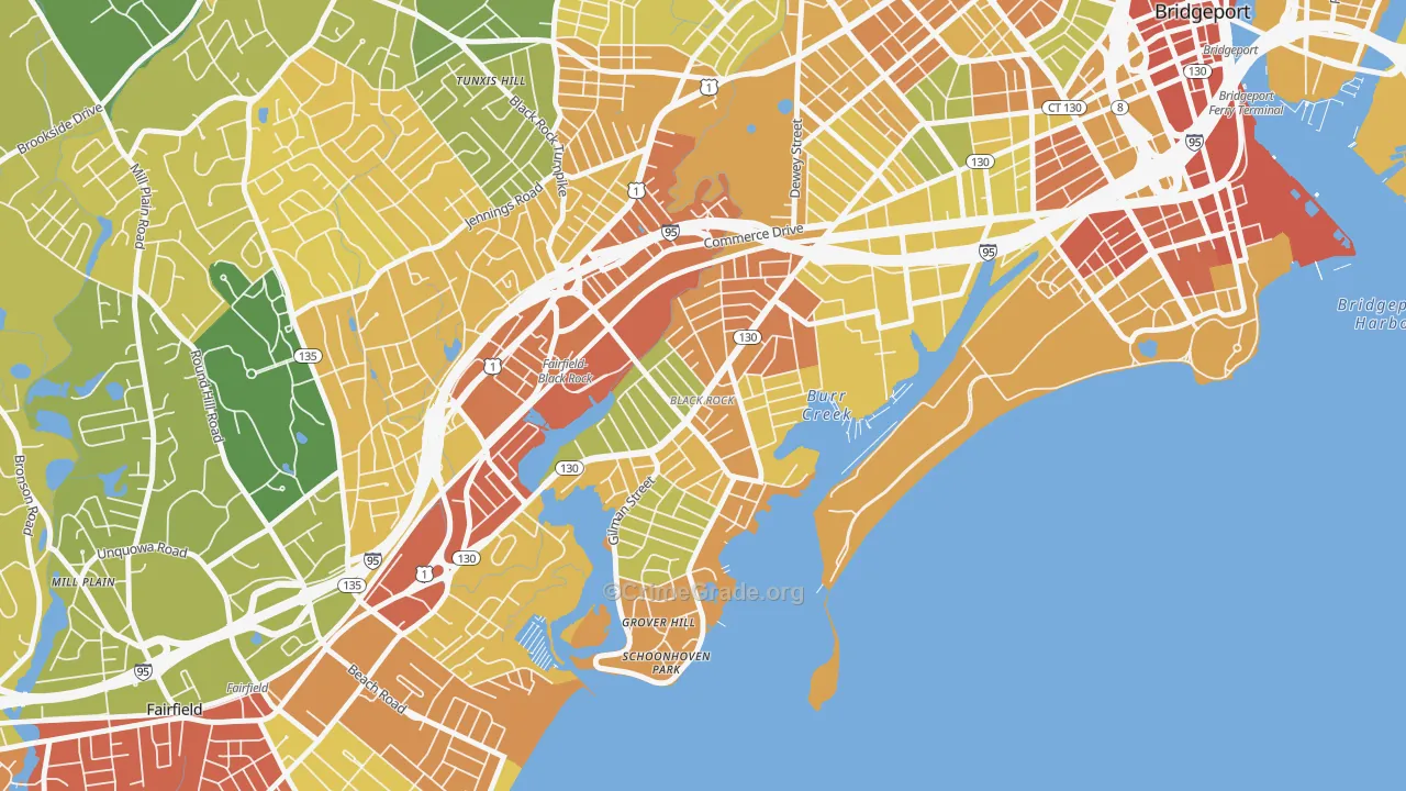 Black Rock, Bridgeport, CT Map of Drug-Related Crime Rates