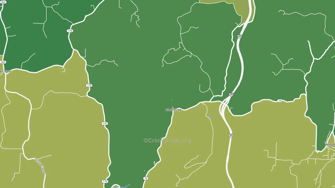 Blackburn, AR Map of Drug-Related Crime Rates