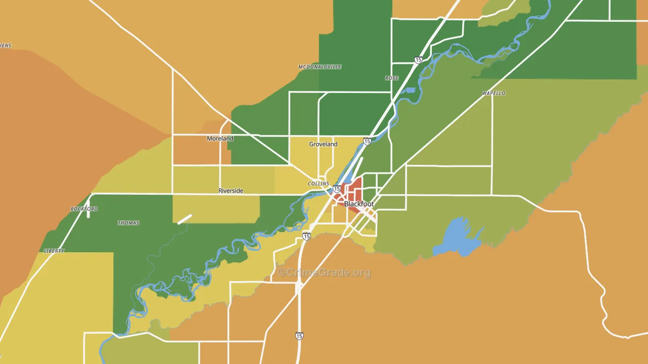 Blackfoot, ID Map of Drug-Related Crime Rates