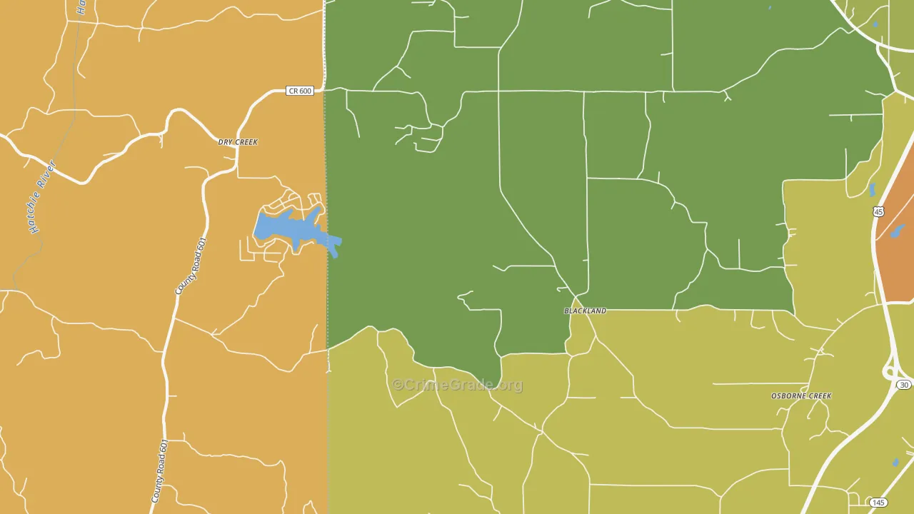 Blackland, MS Map of Drug-Related Crime Rates