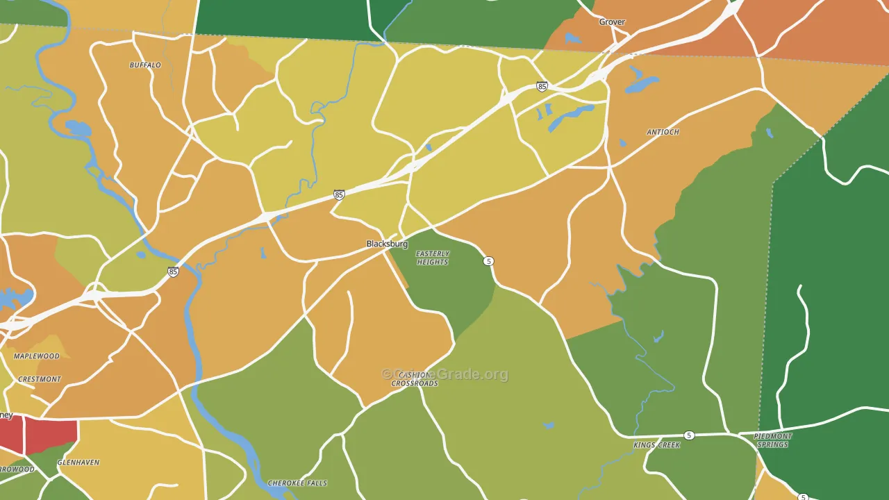 Blacksburg, SC Map of Drug-Related Crime Rates