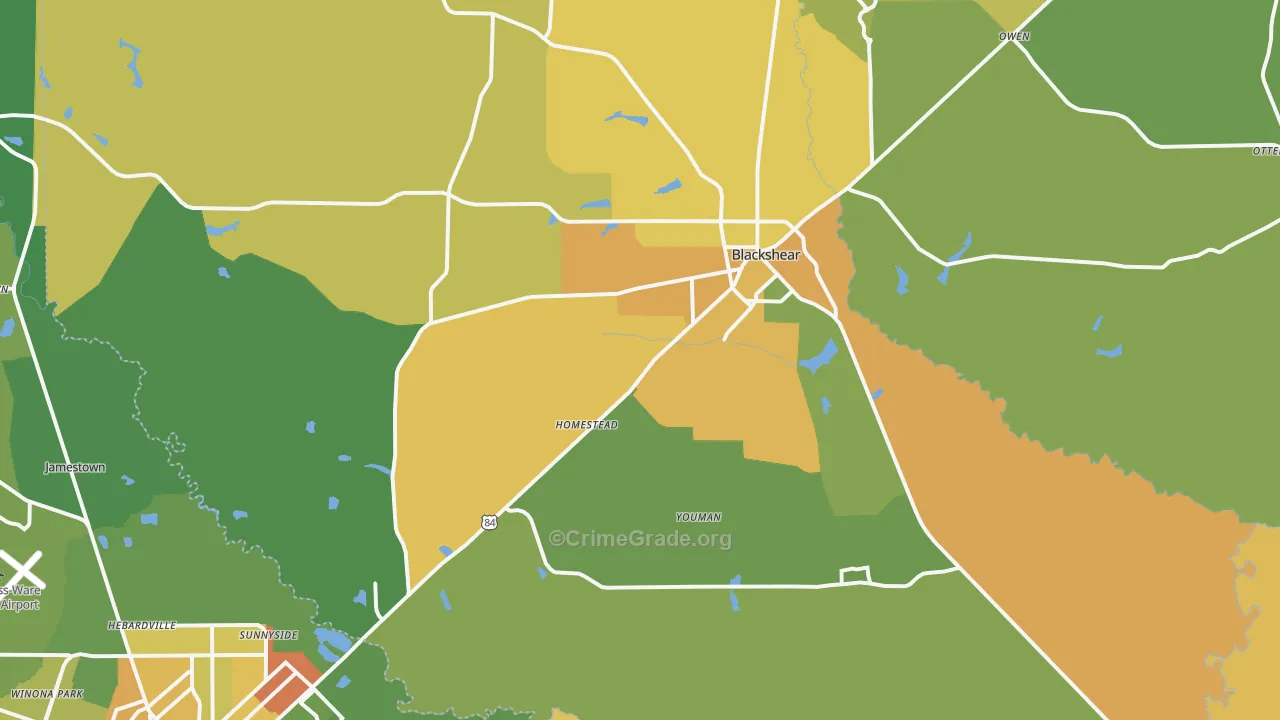 Blackshear, GA Map of Drug-Related Crime Rates