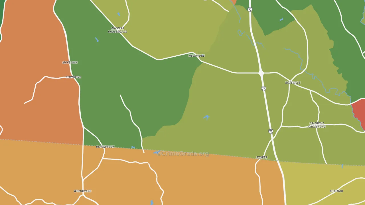 Blackstock, SC Map of Drug-Related Crime Rates