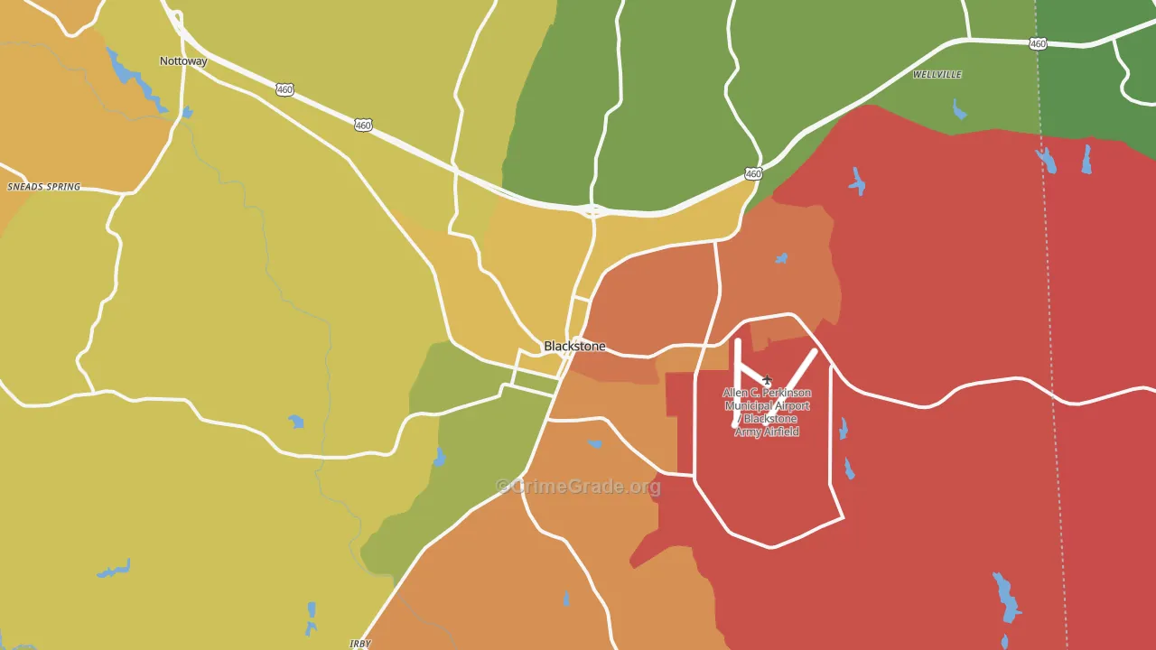 Blackstone, VA Map of Drug-Related Crime Rates