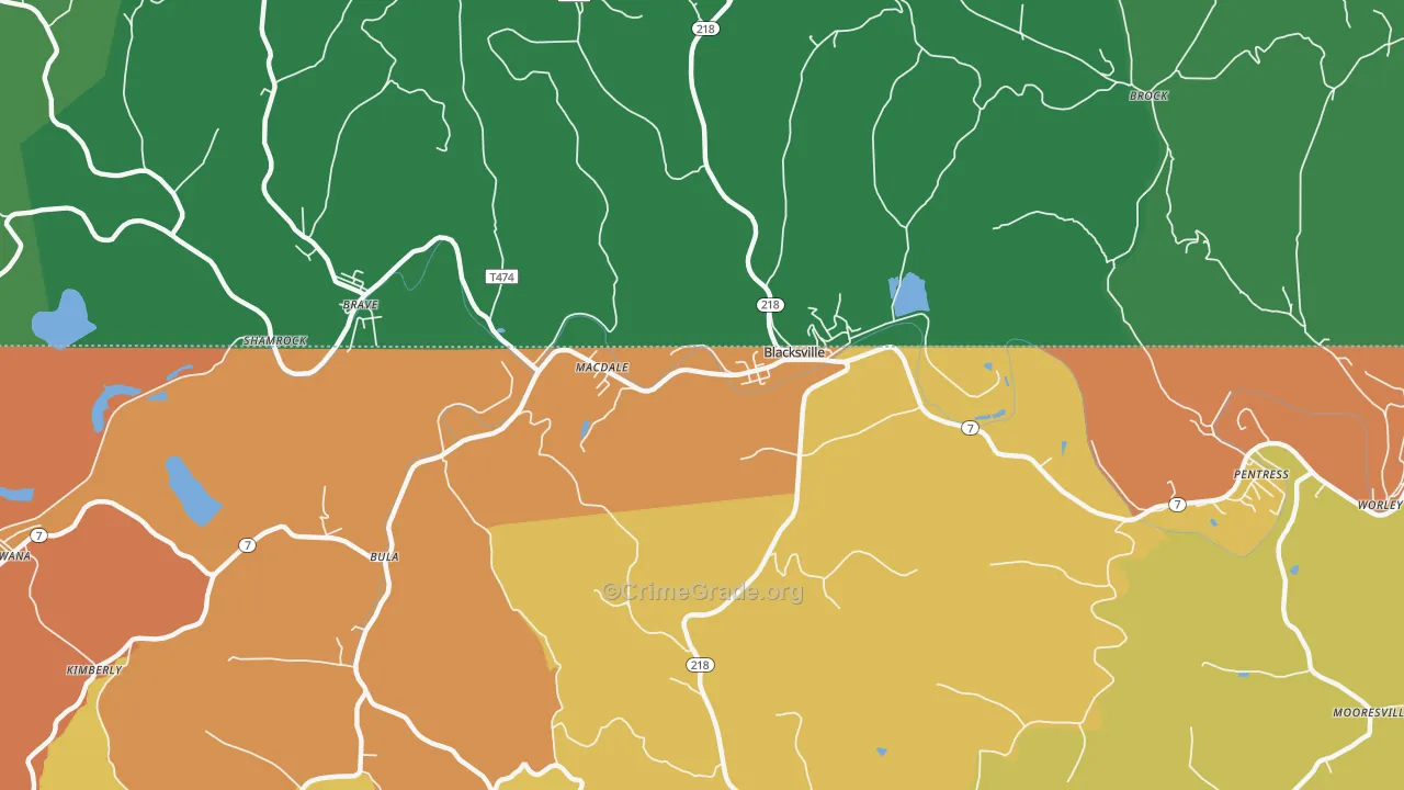 Blacksville, WV Map of Drug-Related Crime Rates