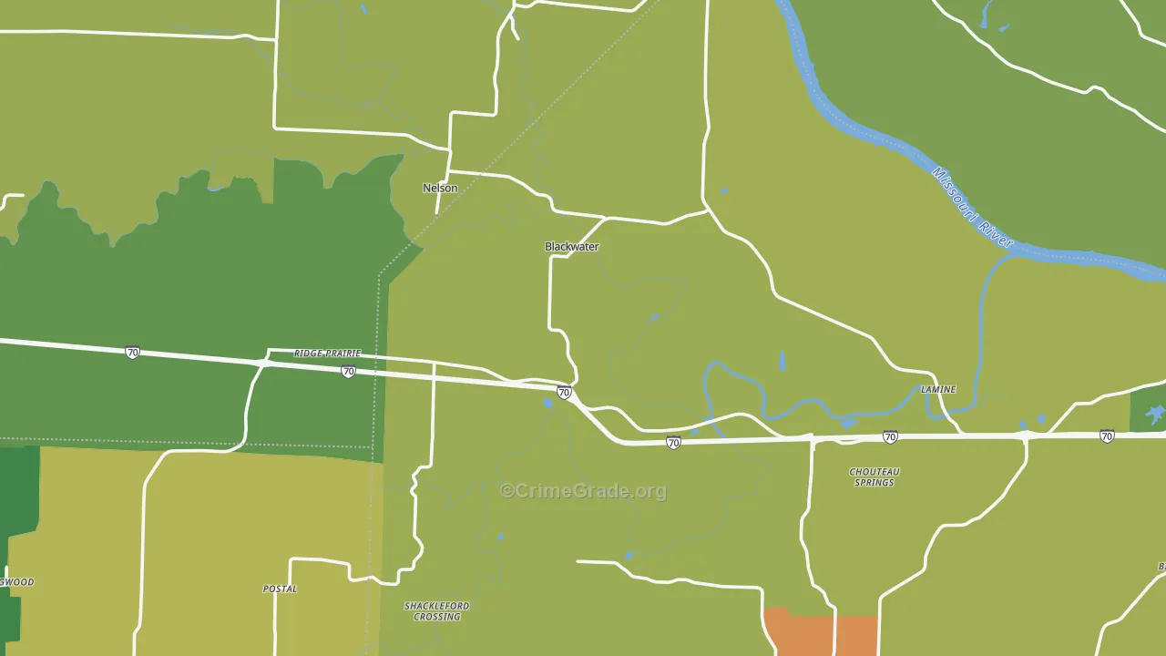 Blackwater, MO Map of Drug-Related Crime Rates