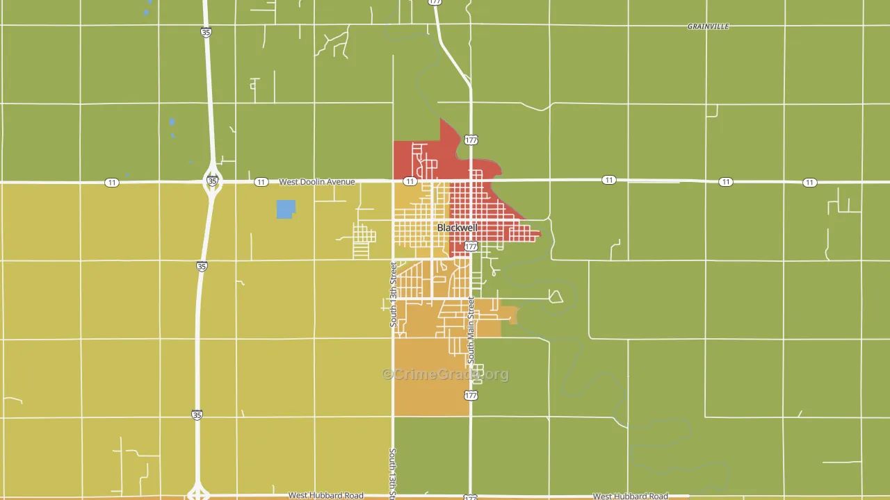 Blackwell, OK Map of Drug-Related Crime Rates