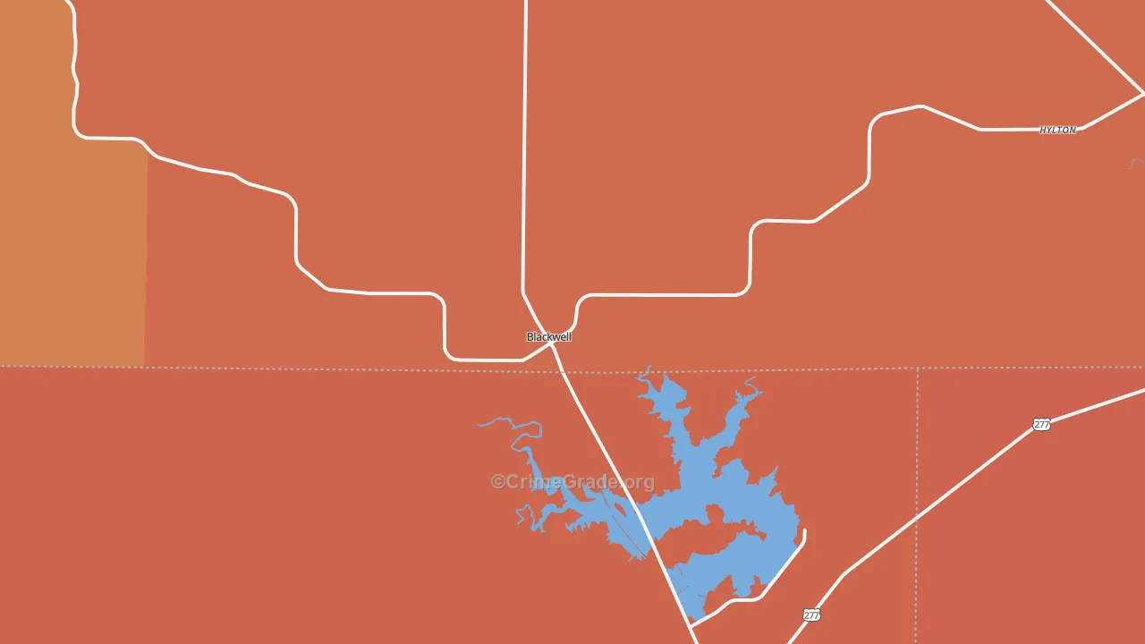 Blackwell, TX Map of Drug-Related Crime Rates