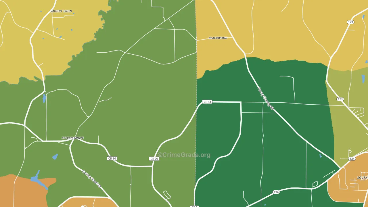 Blackwood, AL Map of Drug-Related Crime Rates