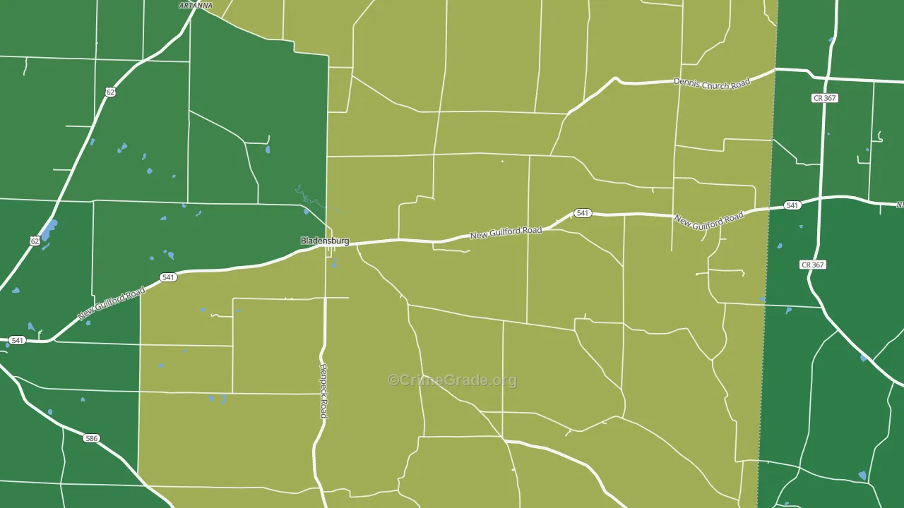 Bladensburg, OH Map of Drug-Related Crime Rates