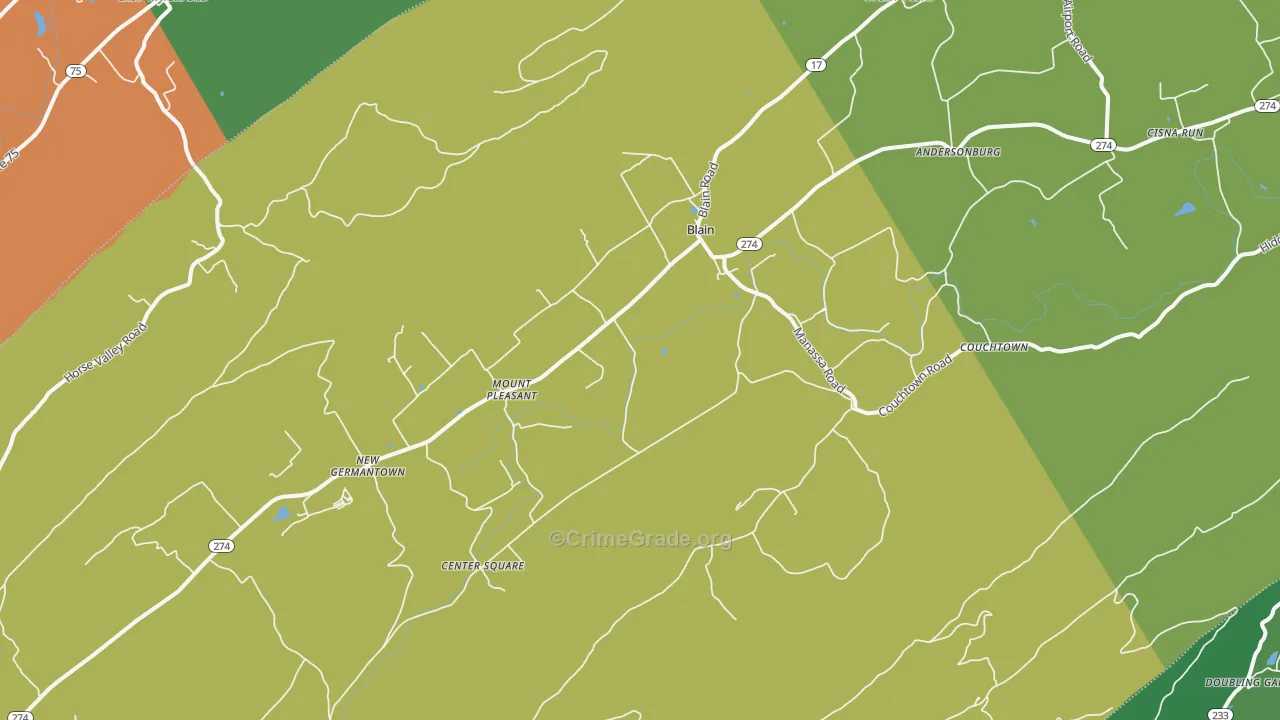 Blain, PA Map of Drug-Related Crime Rates