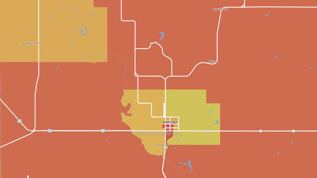 Blaine County, OK Map of Drug-Related Crime Rates