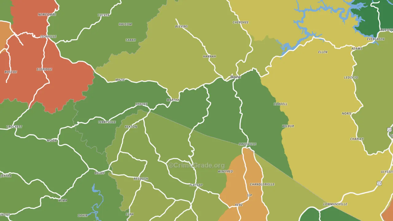 Blaine, KY Map of Drug-Related Crime Rates