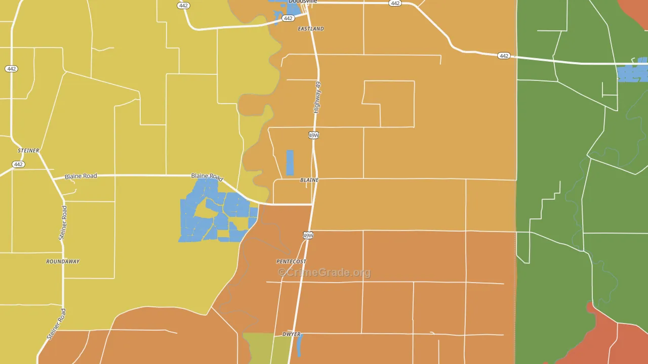 Blaine, MS Map of Drug-Related Crime Rates