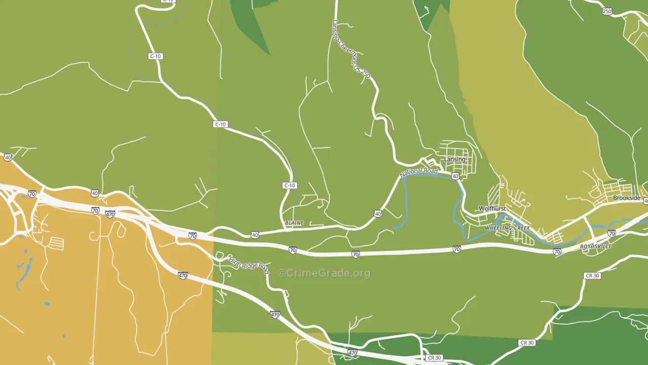 Blaine, OH Map of Drug-Related Crime Rates