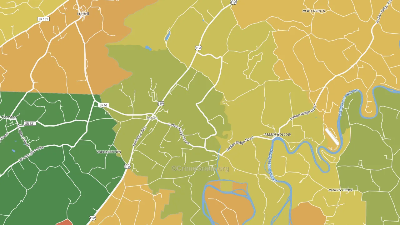Blaine, TN Map of Drug-Related Crime Rates