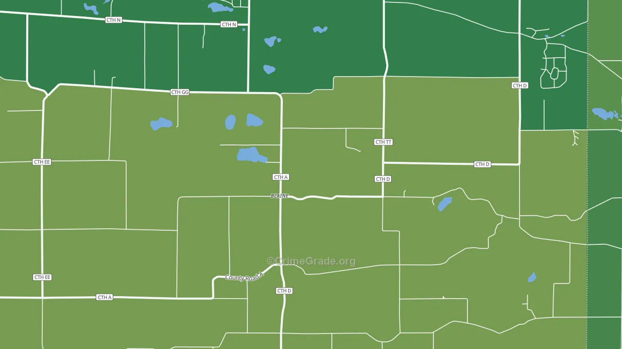 Blaine, WI Map of Drug-Related Crime Rates