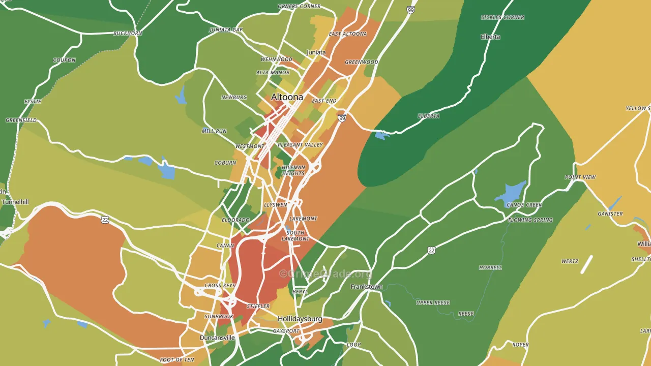 Blair County, PA Map of Drug-Related Crime Rates