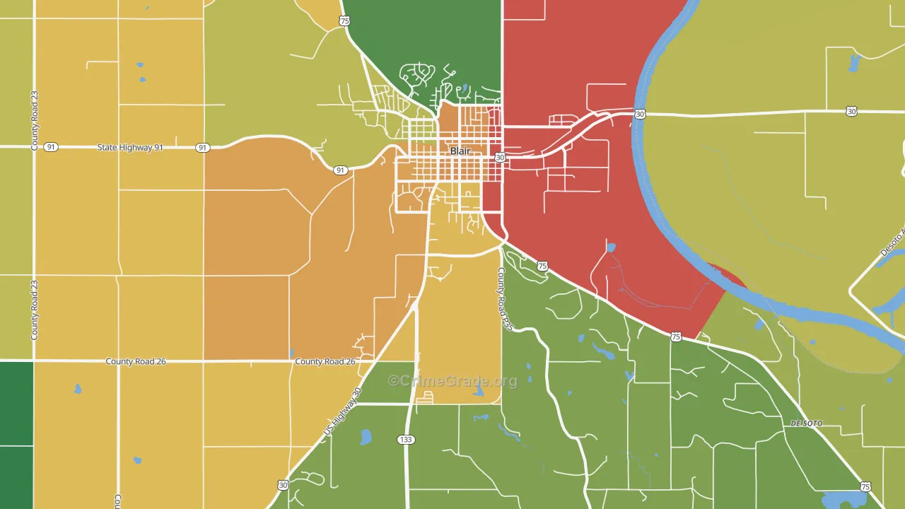 Blair, NE Map of Drug-Related Crime Rates