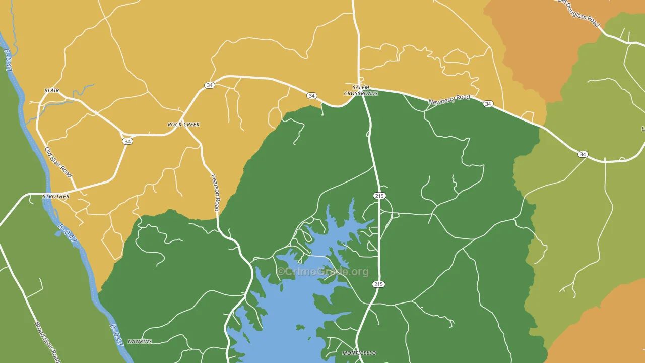 Blair, SC Map of Drug-Related Crime Rates