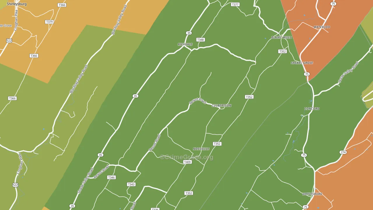 Blairs Mills, PA Map of Drug-Related Crime Rates