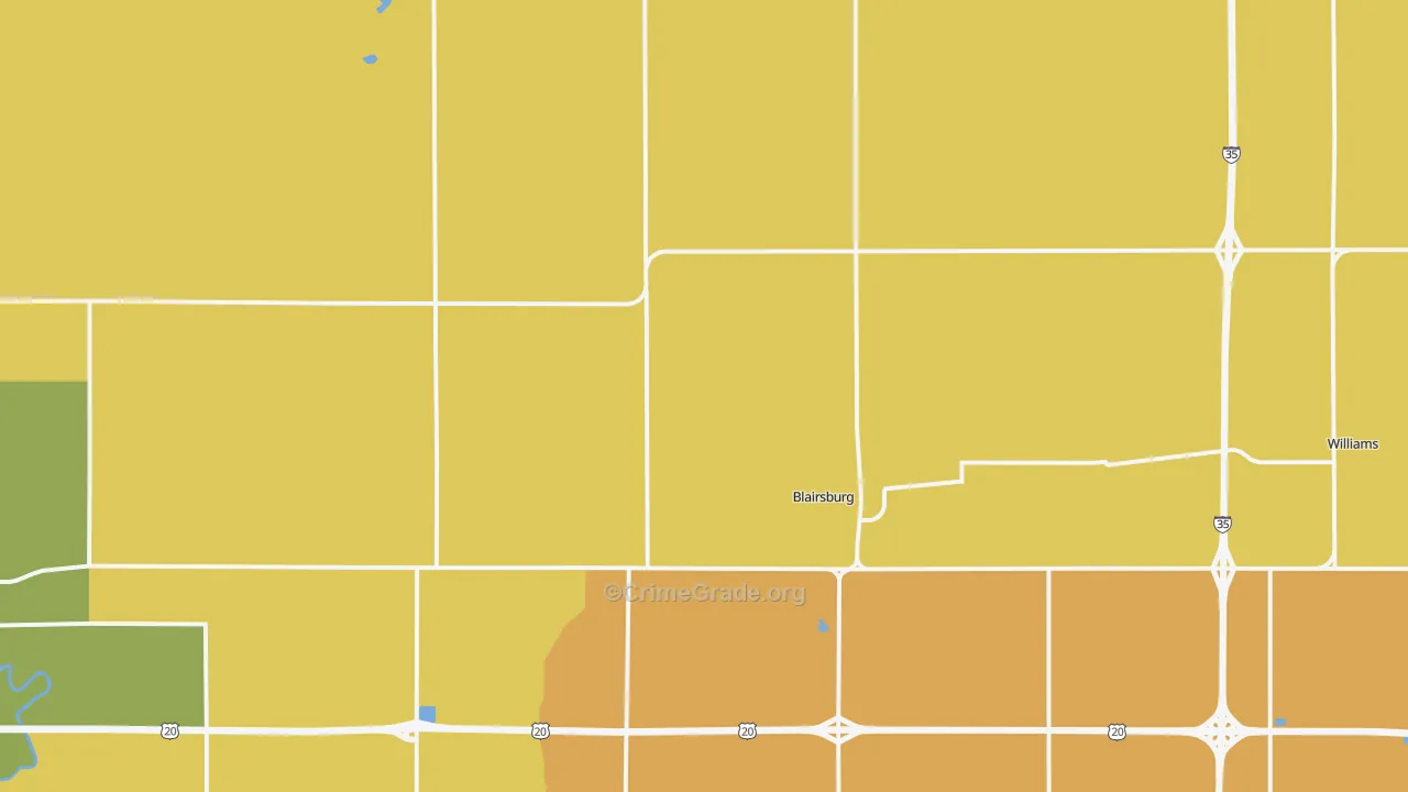Blairsburg, IA Map of Drug-Related Crime Rates