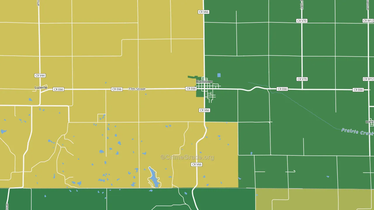 Blairstown, IA Map of Drug-Related Crime Rates