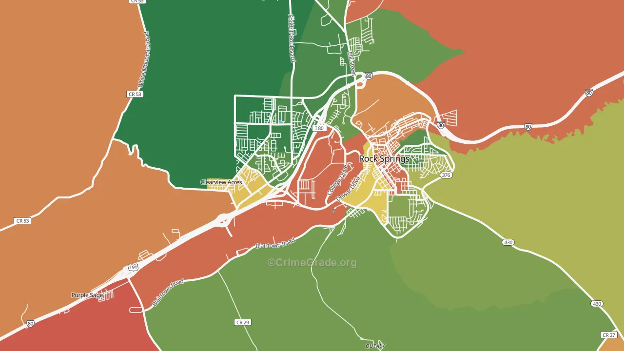 Blairtown, WY Map of Drug-Related Crime Rates