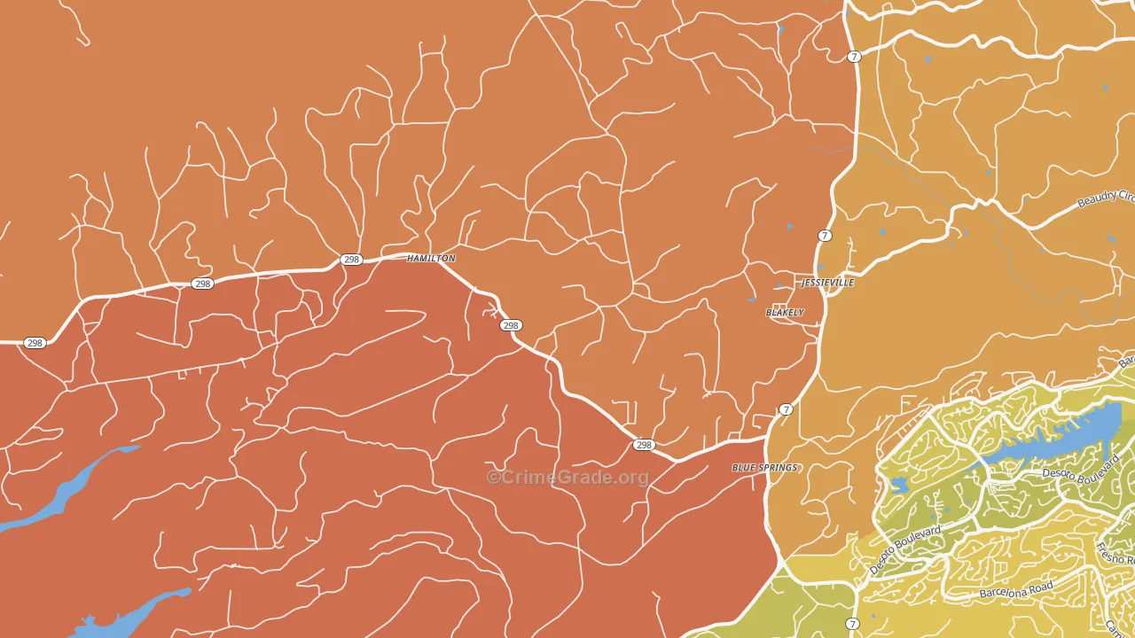 Blakely, AR Map of Drug-Related Crime Rates