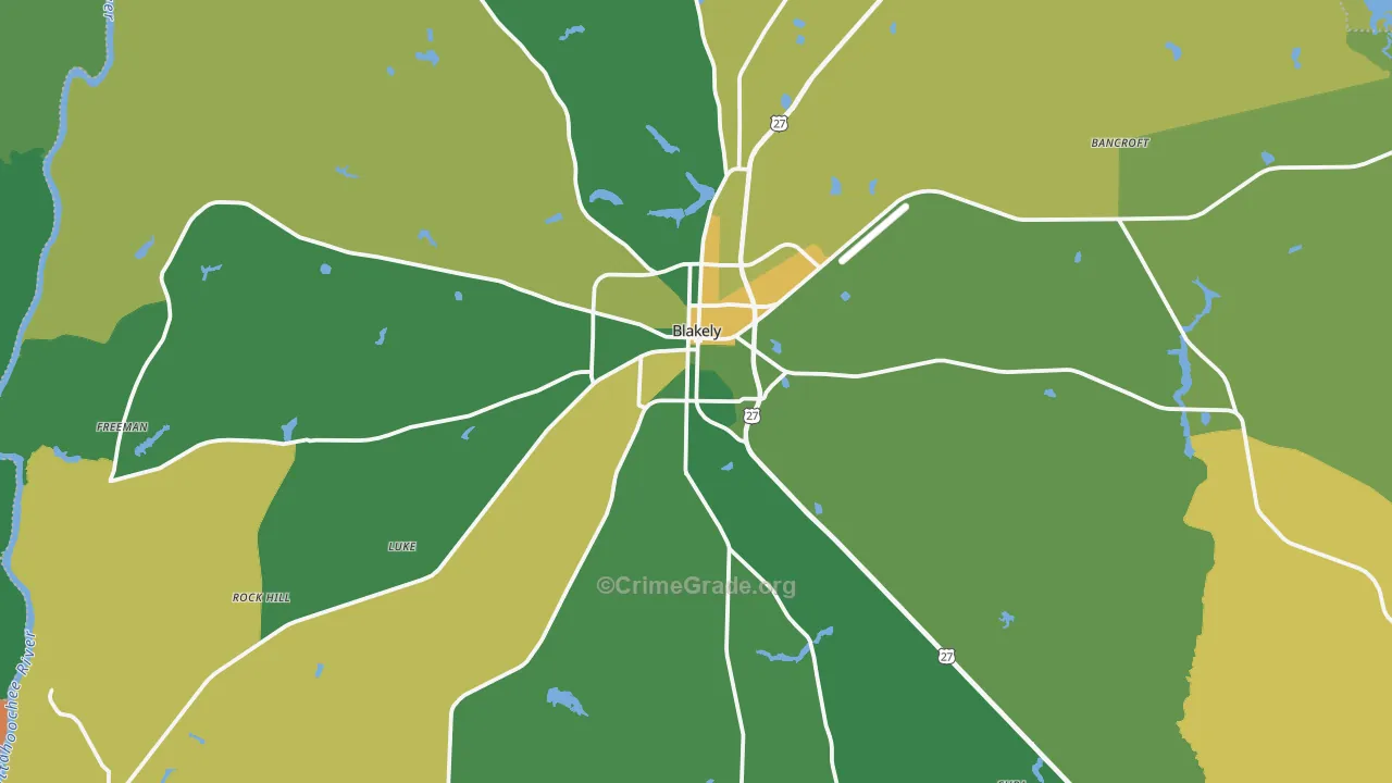 Blakely, GA Map of Drug-Related Crime Rates