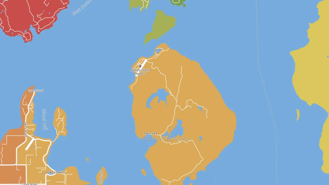 Blakely Island, WA Map of Drug-Related Crime Rates