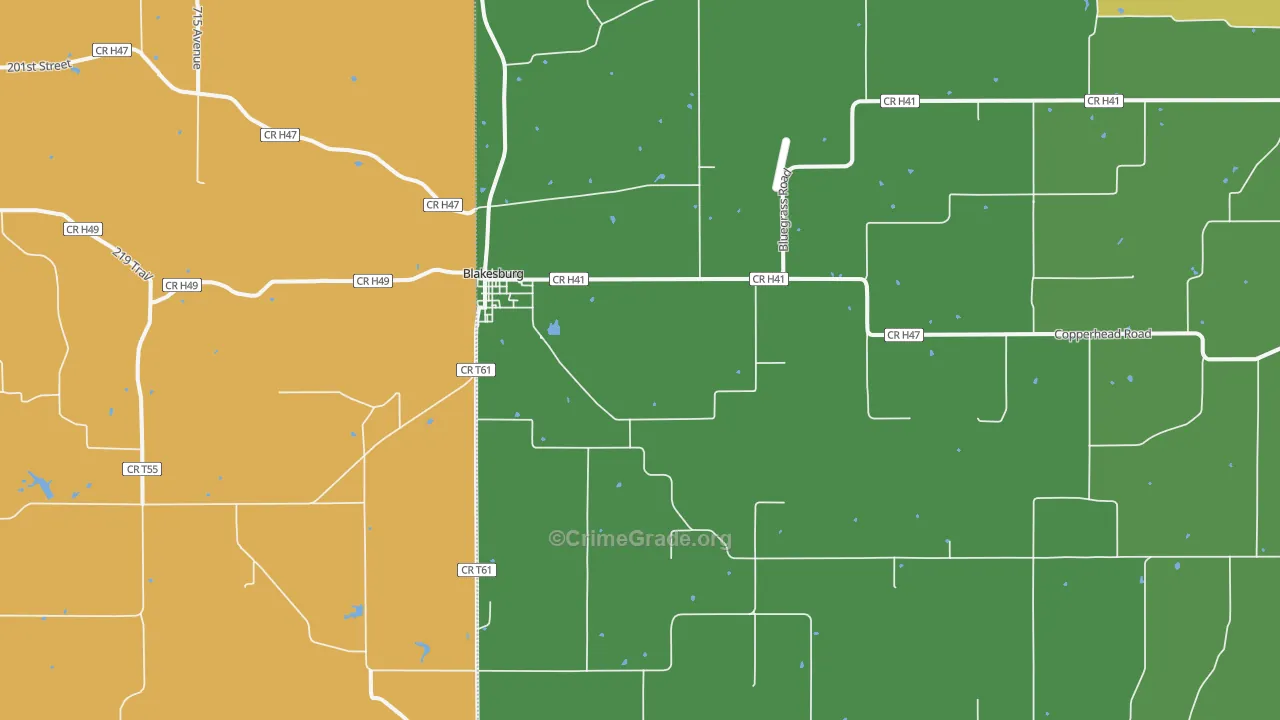 Blakesburg, IA Map of Drug-Related Crime Rates