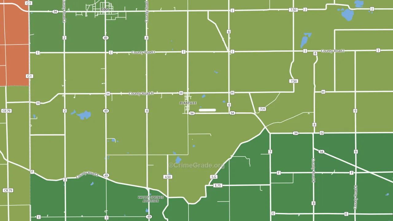 Blakeslee, OH Map of Drug-Related Crime Rates