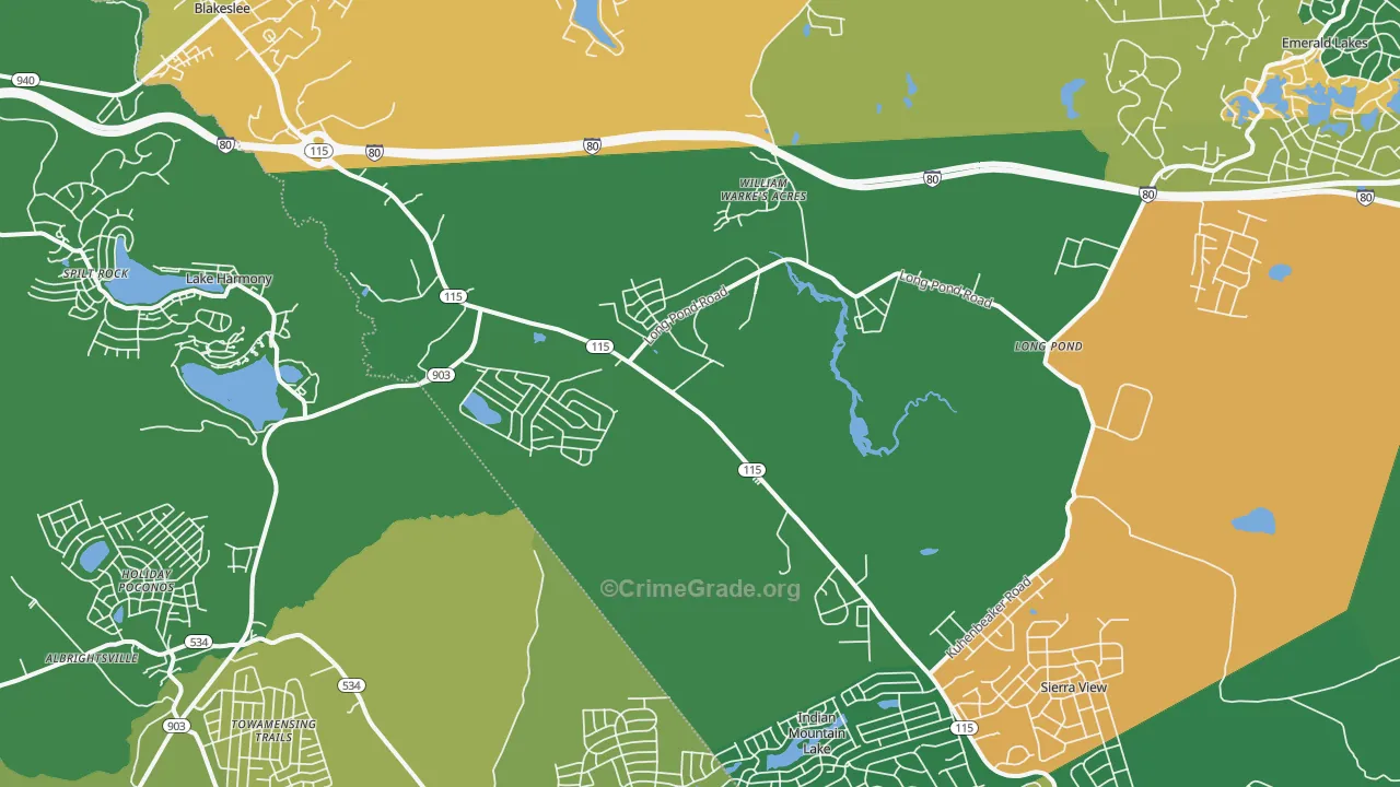 Blakeslee, PA Map of Drug-Related Crime Rates