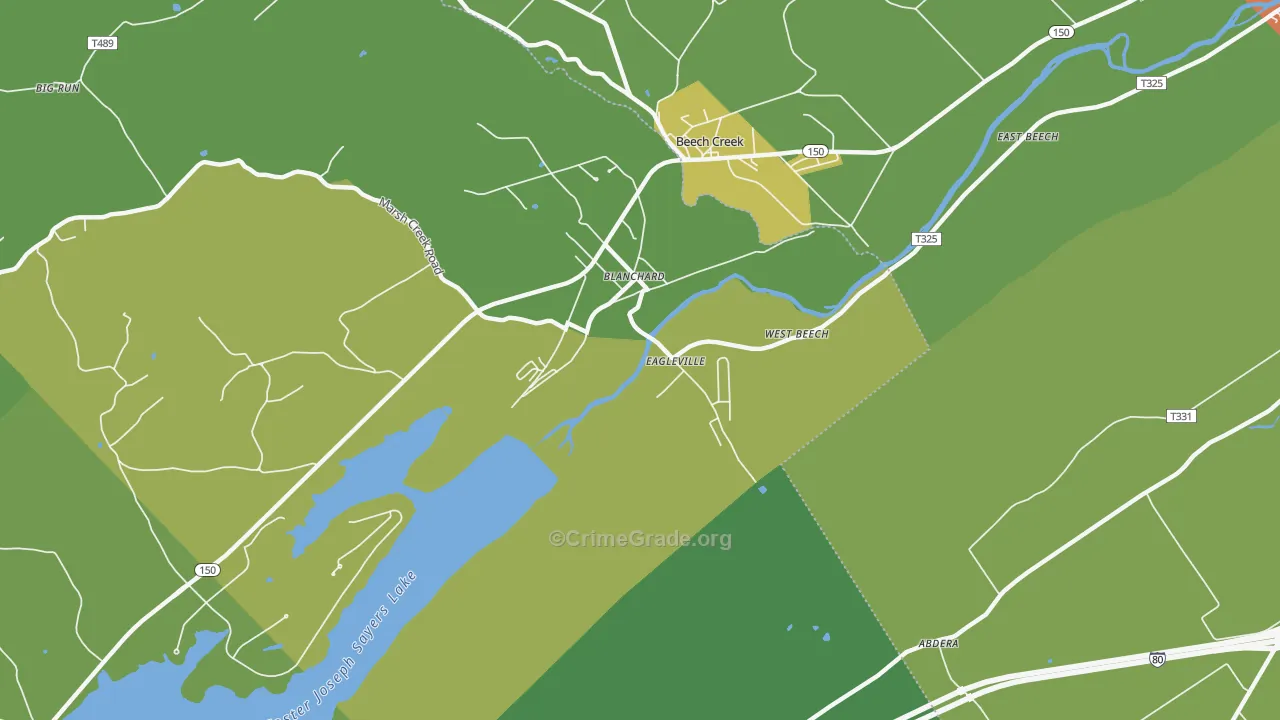 Blanchard, PA Map of Drug-Related Crime Rates