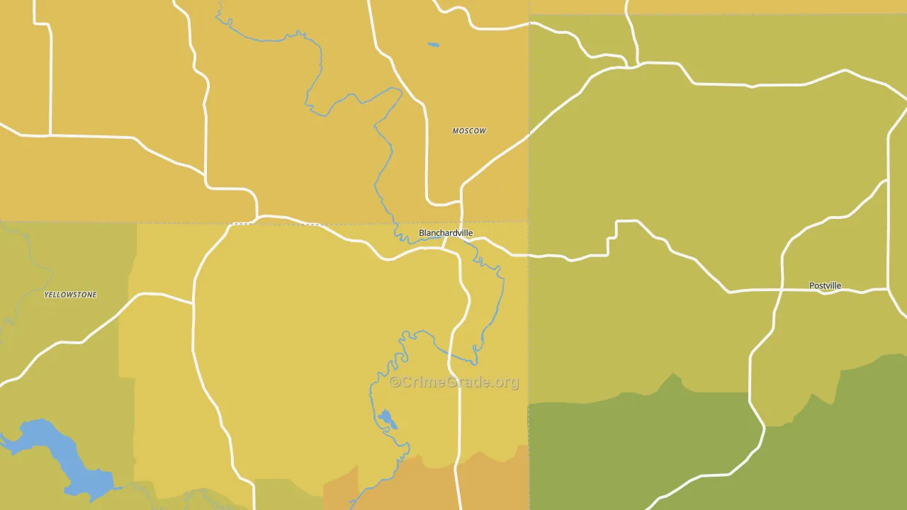 Blanchardville, WI Map of Drug-Related Crime Rates