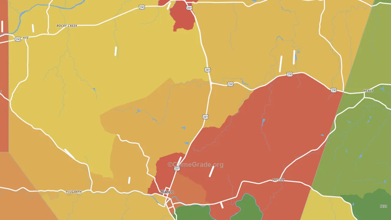 Blanco County, TX Map of Drug-Related Crime Rates