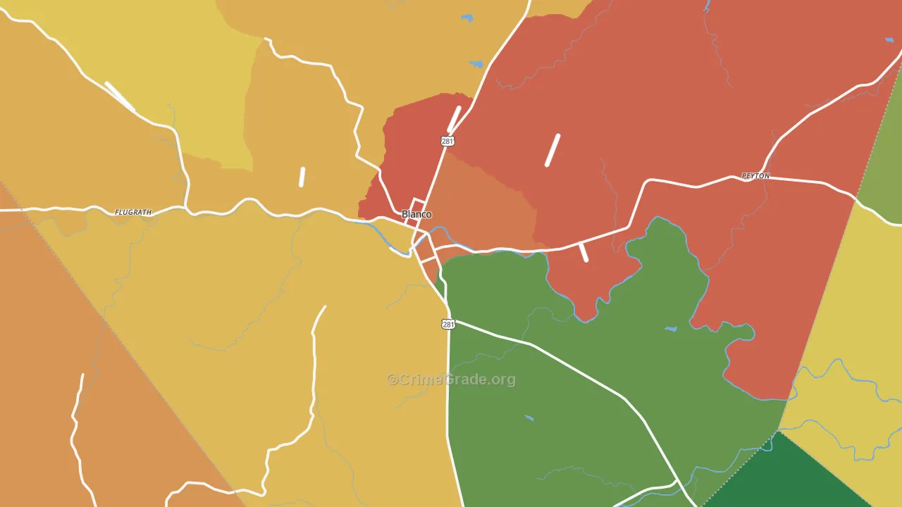 Blanco, TX Map of Drug-Related Crime Rates