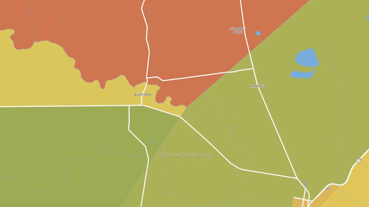 Blanconia, TX Map of Drug-Related Crime Rates