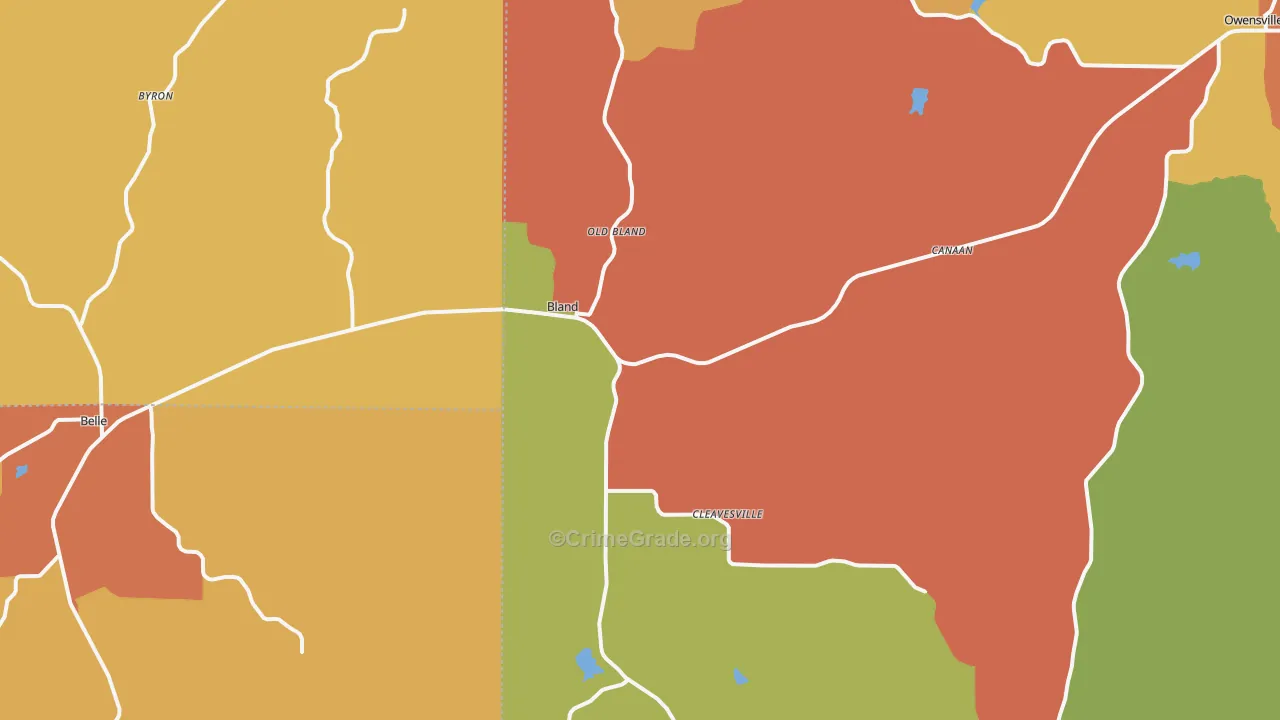 Bland, MO Map of Drug-Related Crime Rates