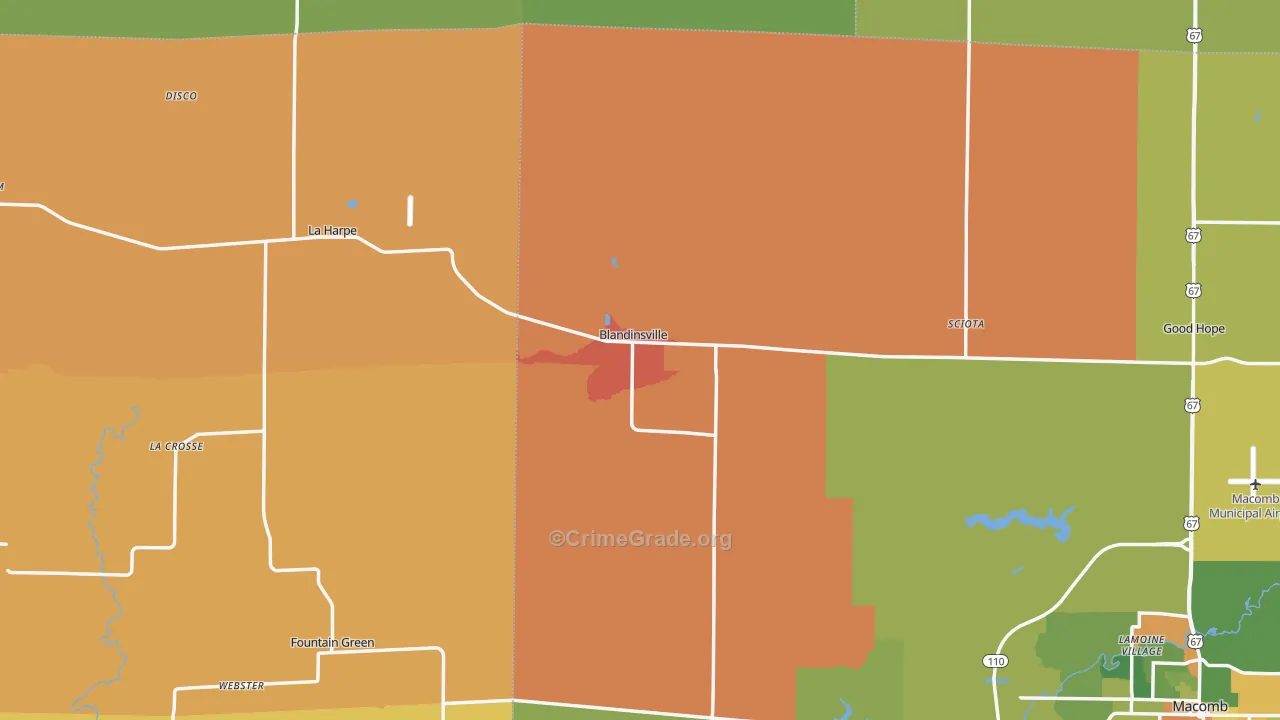 Blandinsville, IL Map of Drug-Related Crime Rates