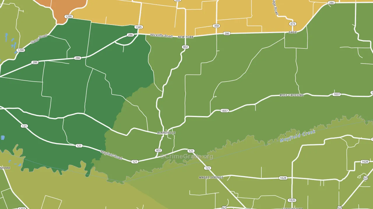 Blandville, KY Map of Drug-Related Crime Rates