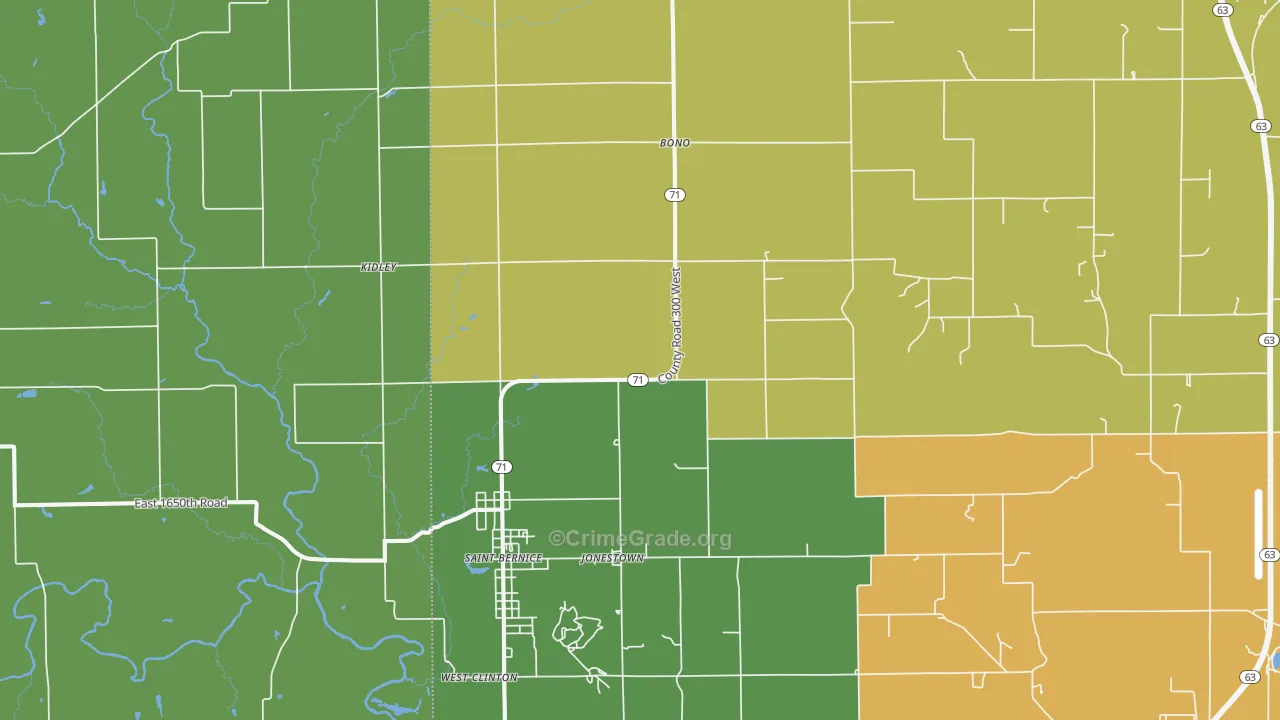 Blanford, IN Map of Drug-Related Crime Rates