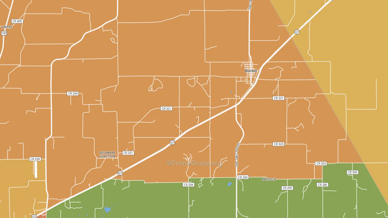 Blanket, TX Map of Drug-Related Crime Rates