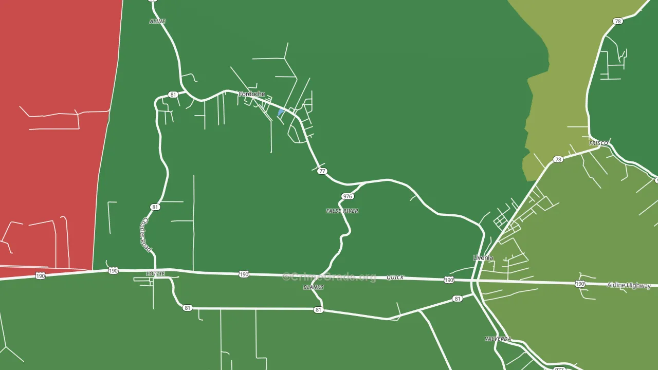 Blanks, LA Map of Drug-Related Crime Rates
