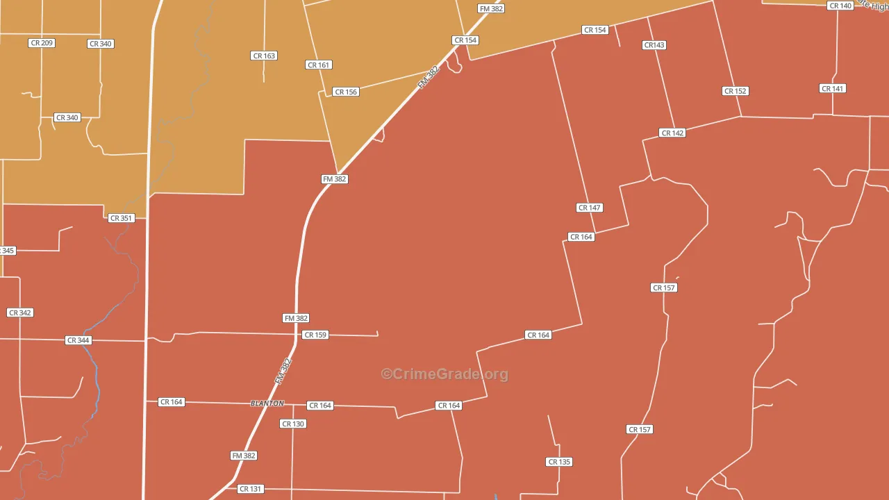 Blanton, TX Map of Drug-Related Crime Rates