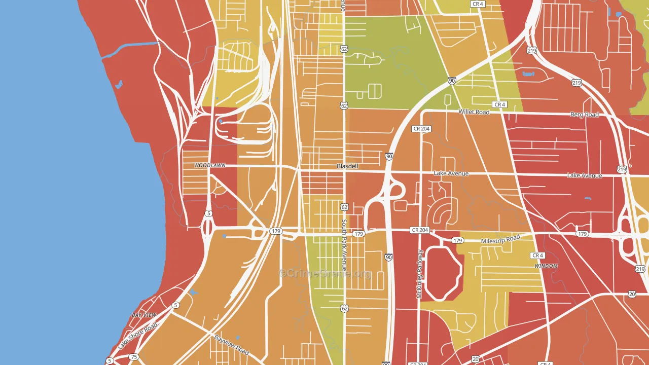 Blasdell, NY Map of Drug-Related Crime Rates