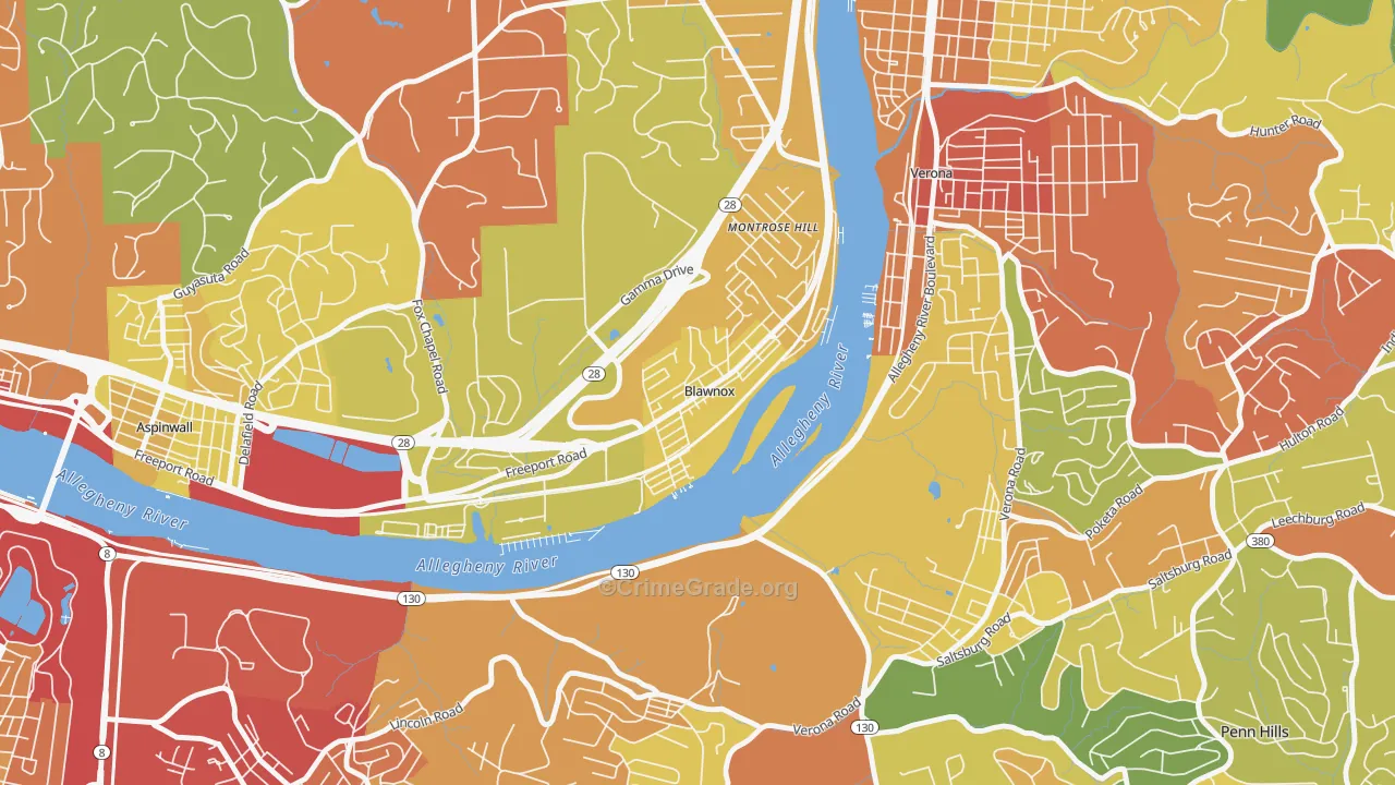 Blawnox, PA Map of Drug-Related Crime Rates